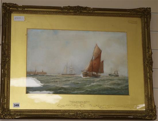 George Stanfield Walters, watercolour, Coming into Gorleston Harbour, signed 32 x 49cm